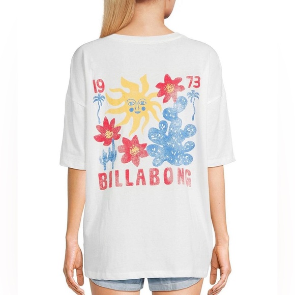 Billabong Women's White Graphic Tee Size Small - Picture 1 of 4